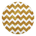 Gold And White Chevron Pattern Print Round Blanket