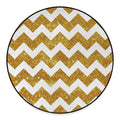Gold And White Chevron Pattern Print Round Floor Mat