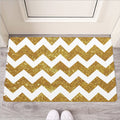 Gold And White Chevron Pattern Print Rubber Doormat