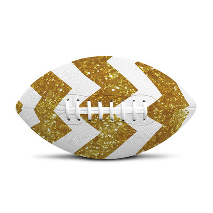 Gold And White Chevron Pattern Print Rugby Ball