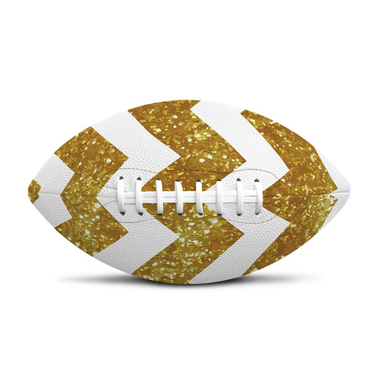 Gold And White Chevron Pattern Print Rugby Ball