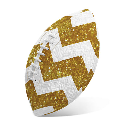 Gold And White Chevron Pattern Print Rugby Ball