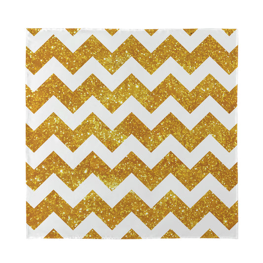 Gold And White Chevron Pattern Print Silk Bandana