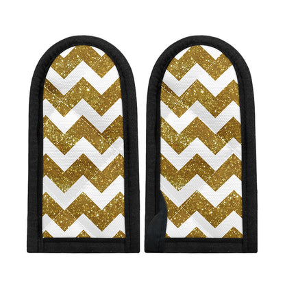Gold And White Chevron Pattern Print Skillet Handle Cover