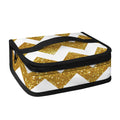 Gold And White Chevron Pattern Print Small Lunch Bag