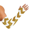 Gold And White Chevron Pattern Print Sun Protection Arm Sleeves
