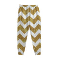 Gold And White Chevron Pattern Print Sweatpants