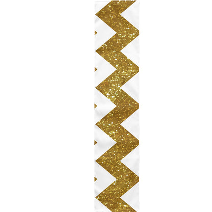 Gold And White Chevron Pattern Print Table Runner