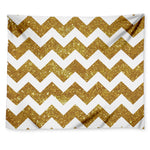 Gold And White Chevron Pattern Print Tapestry