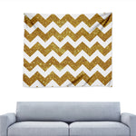 Gold And White Chevron Pattern Print Tapestry