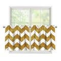 Gold And White Chevron Pattern Print Tier Curtains