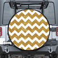 Gold And White Chevron Pattern Print Tire Cover