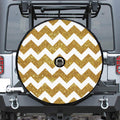 Gold And White Chevron Pattern Print Tire Cover With Camera Hole