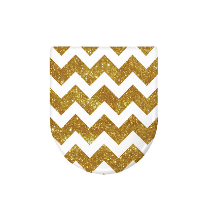 Gold And White Chevron Pattern Print Toilet Lid Cover