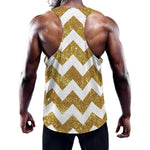 Gold And White Chevron Pattern Print Training Tank Top