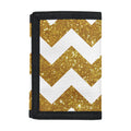 Gold And White Chevron Pattern Print Trifold Wallet
