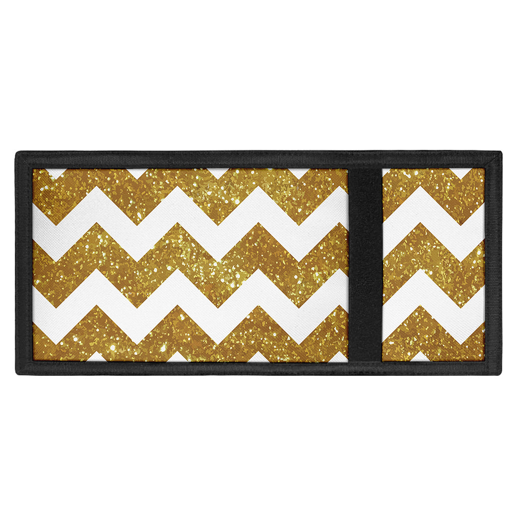 Gold And White Chevron Pattern Print Trifold Wallet