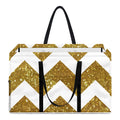 Gold And White Chevron Pattern Print Utility Tote Bag