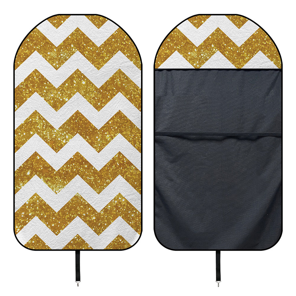 Gold And White Chevron Pattern Print Waterproof Car Seat Cover