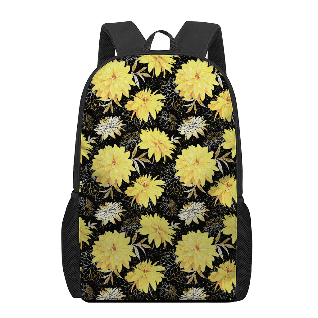 Gold And Yellow Floral Print 17 Inch Backpack