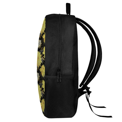Gold And Yellow Floral Print 17 Inch Backpack