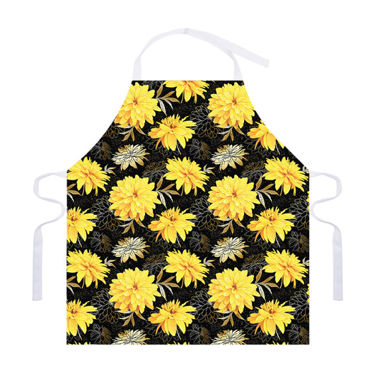 Gold And Yellow Floral Print Adjustable Apron