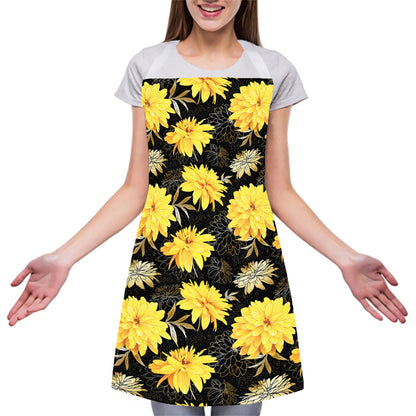 Gold And Yellow Floral Print Adjustable Apron