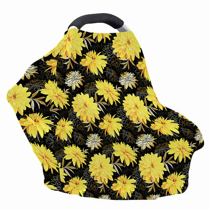 Gold And Yellow Floral Print Baby Seat Cover