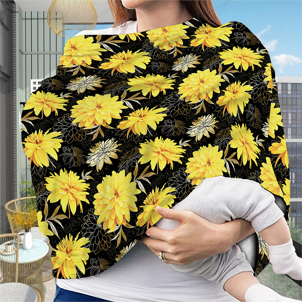 Gold And Yellow Floral Print Baby Seat Cover
