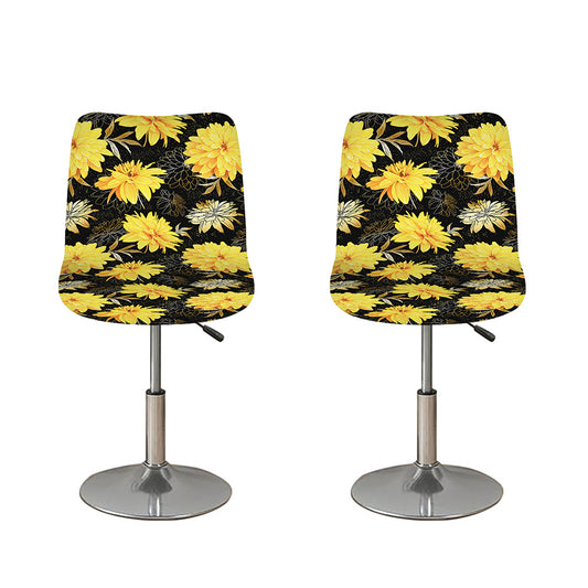 Gold And Yellow Floral Print Bar Stool Covers