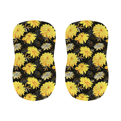 Gold And Yellow Floral Print Bar Stool Covers