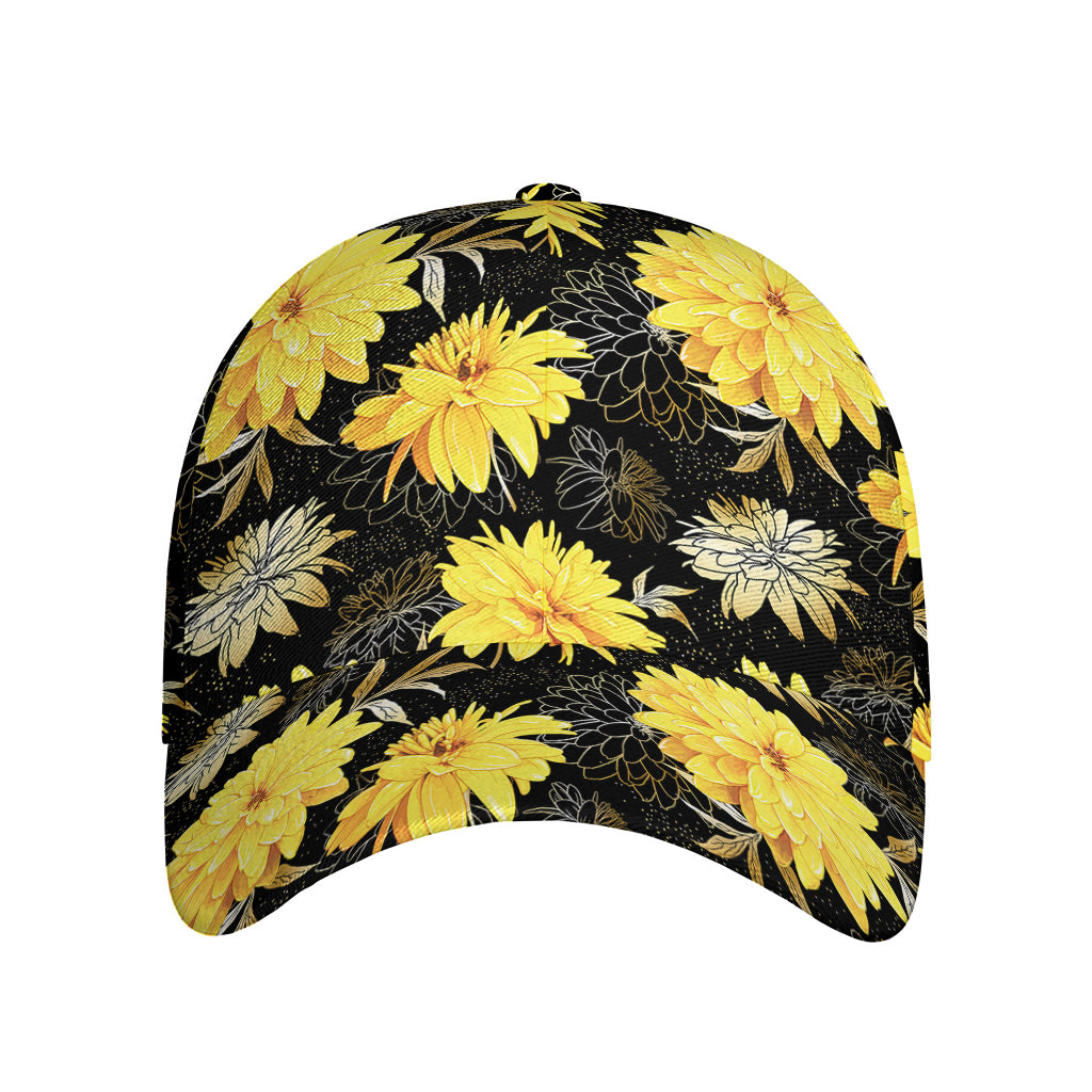 Gold And Yellow Floral Print Baseball Cap