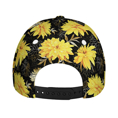 Gold And Yellow Floral Print Baseball Cap