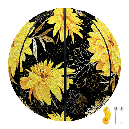 Gold And Yellow Floral Print Basketball