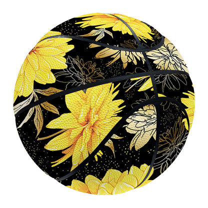 Gold And Yellow Floral Print Basketball