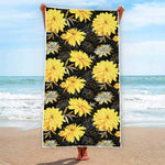Gold And Yellow Floral Print Beach Towel