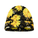 Gold And Yellow Floral Print Beanie