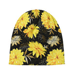 Gold And Yellow Floral Print Beanie