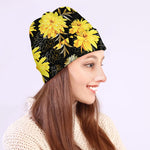 Gold And Yellow Floral Print Beanie