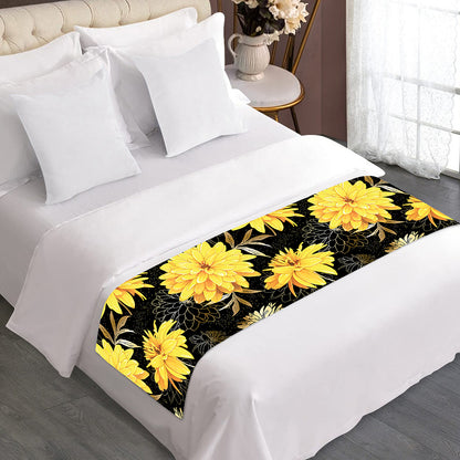 Gold And Yellow Floral Print Bed Runner