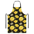 Gold And Yellow Floral Print Bib Apron With Pocket