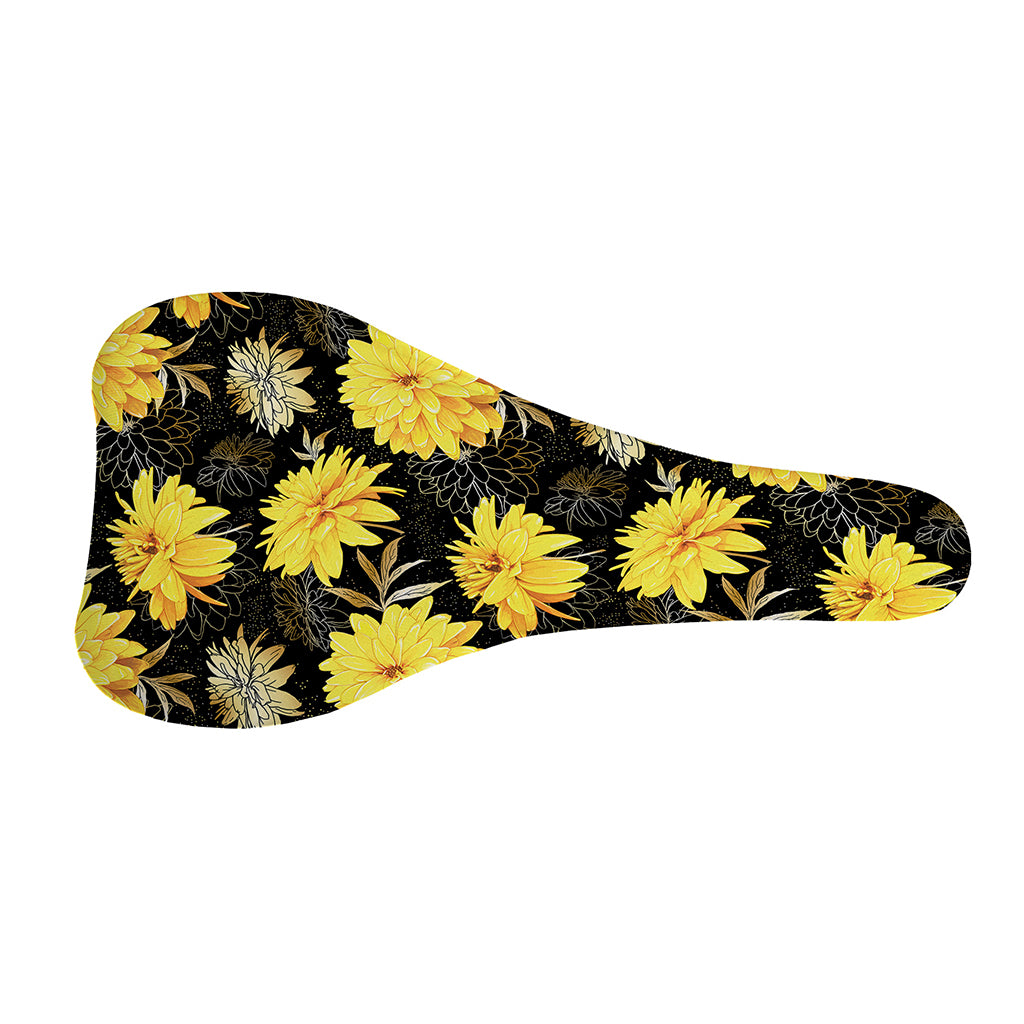 Gold And Yellow Floral Print Bicycle Seat Cover
