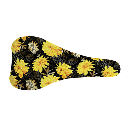 Gold And Yellow Floral Print Bicycle Seat Cover