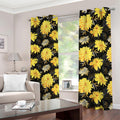 Gold And Yellow Floral Print Dimout Grommet Curtains