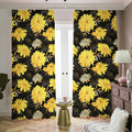 Gold And Yellow Floral Print Dimout Pencil Pleat Curtains