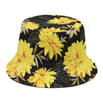 Gold And Yellow Floral Print Bucket Hat