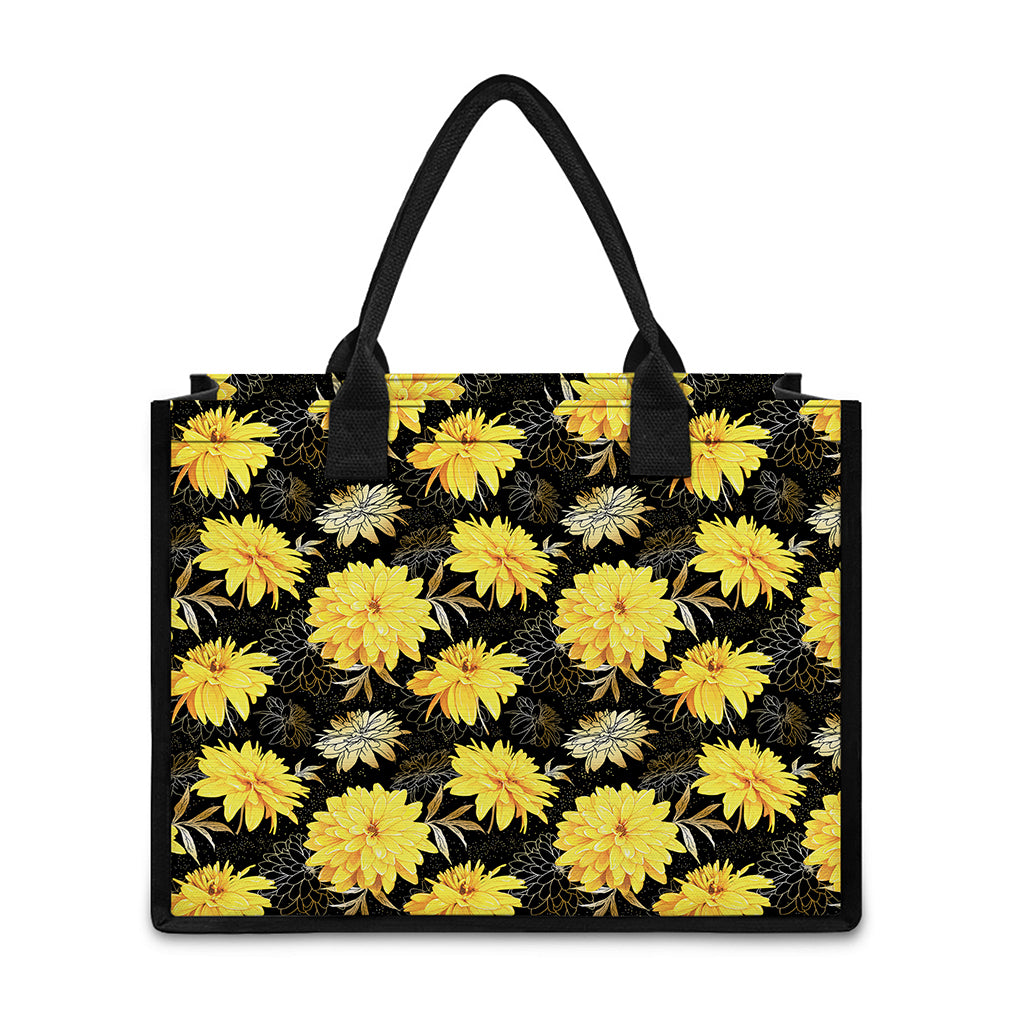 Gold And Yellow Floral Print Canvas Tote Bag