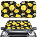 Gold And Yellow Floral Print Car Windshield Sun Shade
