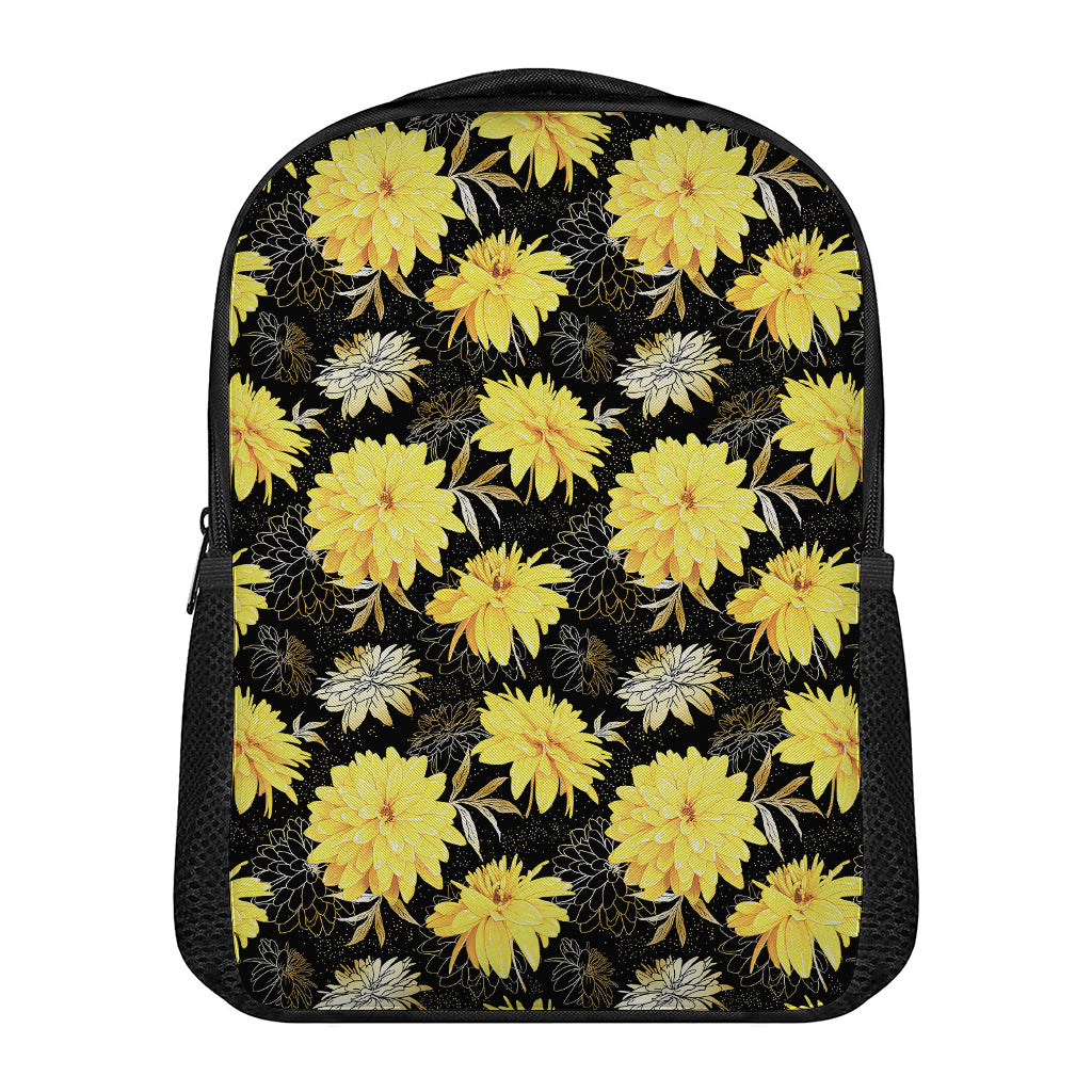 Gold And Yellow Floral Print Casual Backpack