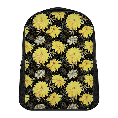 Gold And Yellow Floral Print Casual Backpack